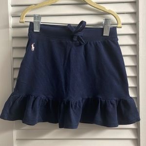 Polo RL SZ 8/10 Ruffled Navy School Skirt/Skort Drawstring Waist Pink Po…